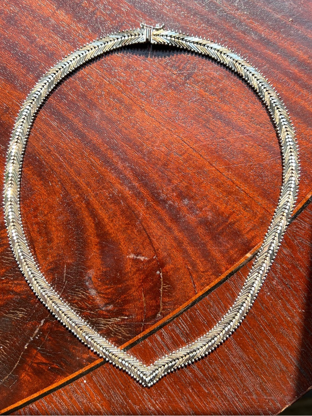Vintage Italian 925 Sterling Silver Chevron Herringbone Necklace Made in Italy
